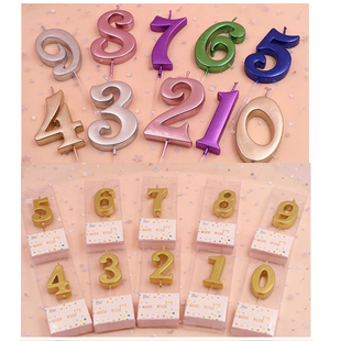 派对装扮用品生日婚礼派对蜡烛华丽金色土豪金盒装数字0-9蜡烛