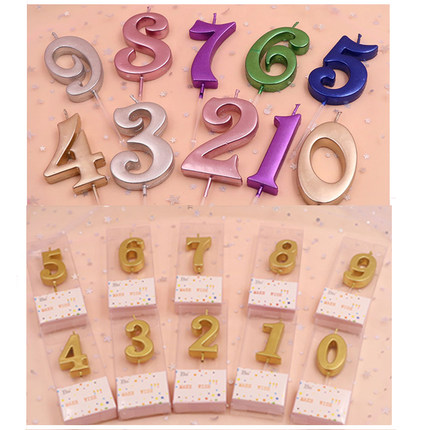派对装扮用品生日婚礼派对蜡烛华丽金色土豪金盒装数字0-9蜡烛