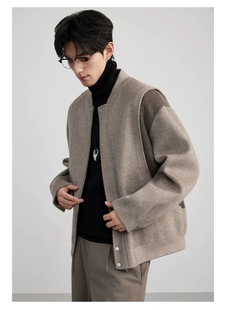 领宽松秋季 2025新款 高级衬衫 韩版 呢子外套 双面呢大衣男短款