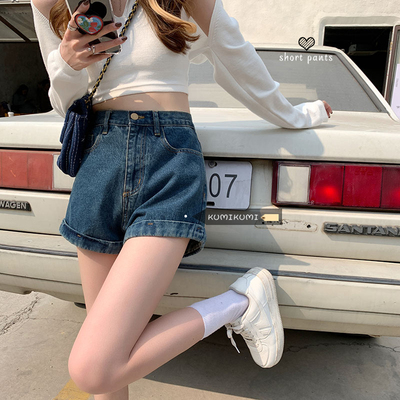 taobao agent Denim skirt, summer retro shorts, high waist, fitted