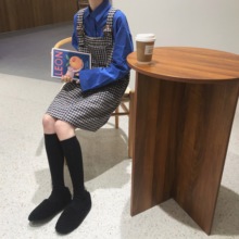休闲防晒长袖 衬衫 元 气少女早秋减龄格子百搭复古背带连衣裙中长款