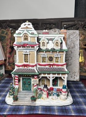 lemax复古圣诞大城堡陶瓷房子城堡发光场景小屋中古玩具