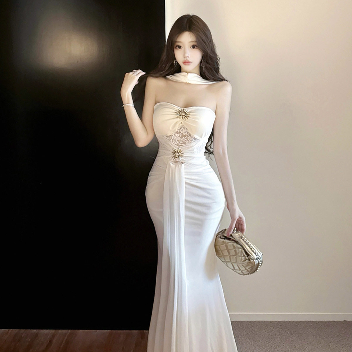 夜店性感连衣裙2026新款一字肩镂空露背鱼尾裙夜总会小姐ktv美容,女装/女士精品,连衣裙,淘宝优惠券,粉丝福利购,淘宝优惠卷