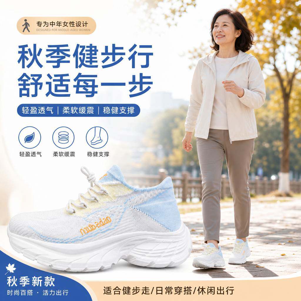 牛霸道秋季新款健步健身鞋轻跑鞋女鞋跳舞鞋健身操广场舞鞋277037