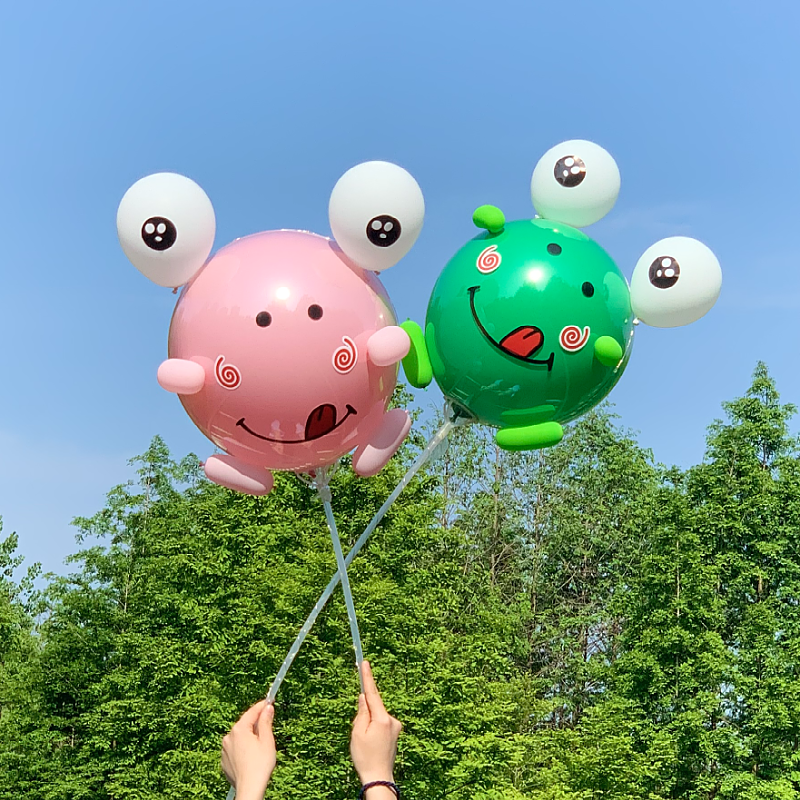 发光青蛙造型波波球网红儿童卡通飘空气球地摊夜市地推diy材料包