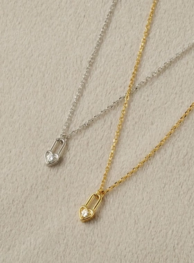 心灵密码~S925纯银镀18K金锁骨项链吊坠轻奢小众ins简约百搭