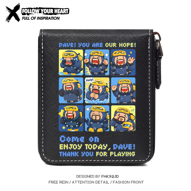 潜水员戴夫周边游戏二次元学生青年大容量拉链钱包卡包二合一潮牌