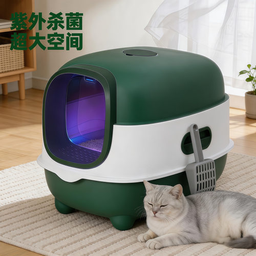 跨境猫砂盆超大号全封闭防外溅猫厕所除臭猫屎盆猫咪用品