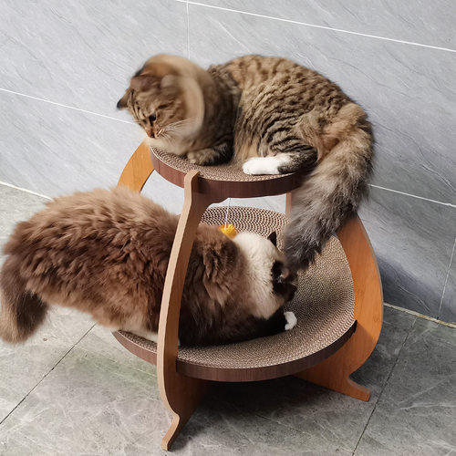 icle工厂现货木质猫架猫抓板可替换瓦楞纸猫抓板跨境折叠575大号