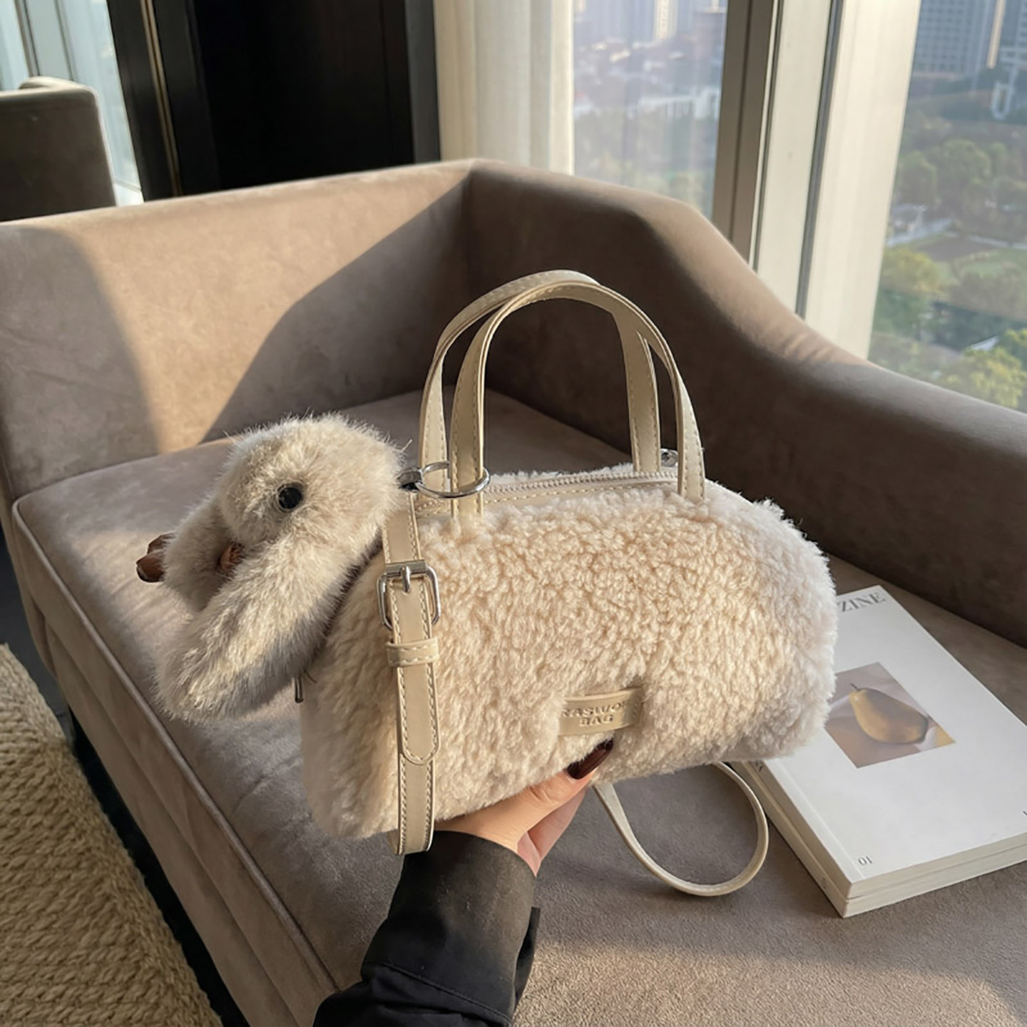 秋冬毛绒包2025新款小众设计斜挎包羊羔毛小包毛茸茸手拎包通勤包,箱包皮具/热销女包/男包,小方包,淘宝优惠券,粉丝福利购,淘宝优惠卷