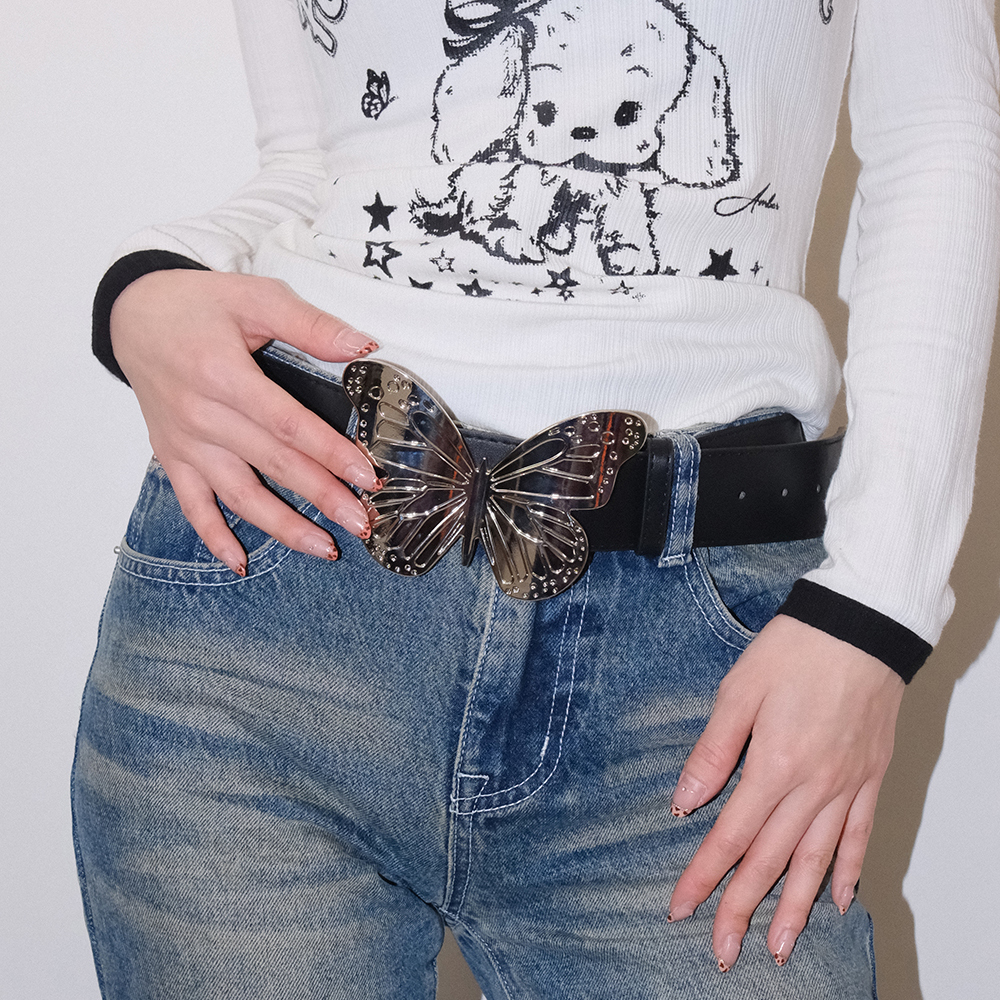 腰带Darkblue金属装饰y2k