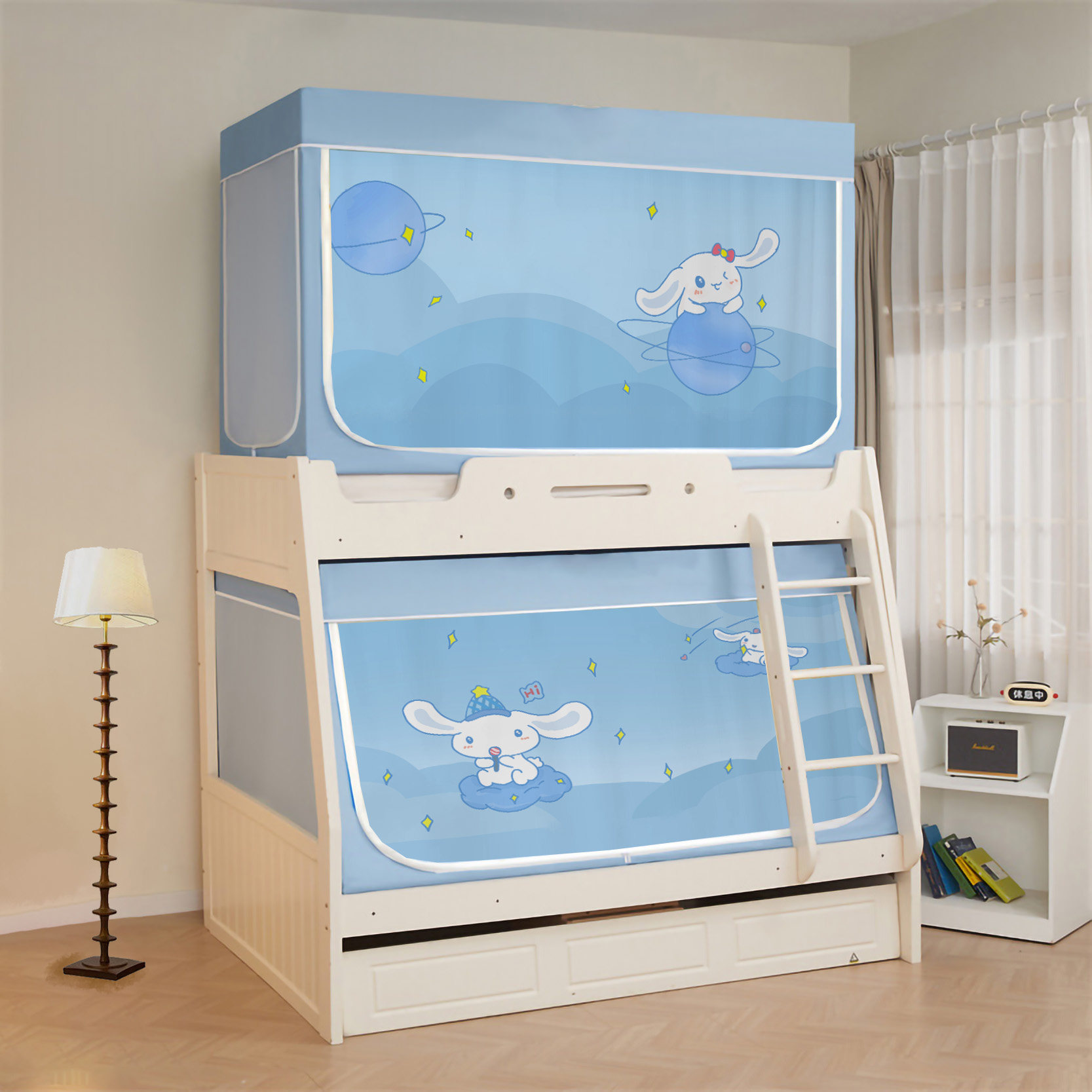 子母床蚊帐上下铺梯形家用1.5m1.8遮光床帘儿童床书架款加厚防摔,床上用品,蚊帐,淘宝优惠券,粉丝福利购,淘宝优惠卷