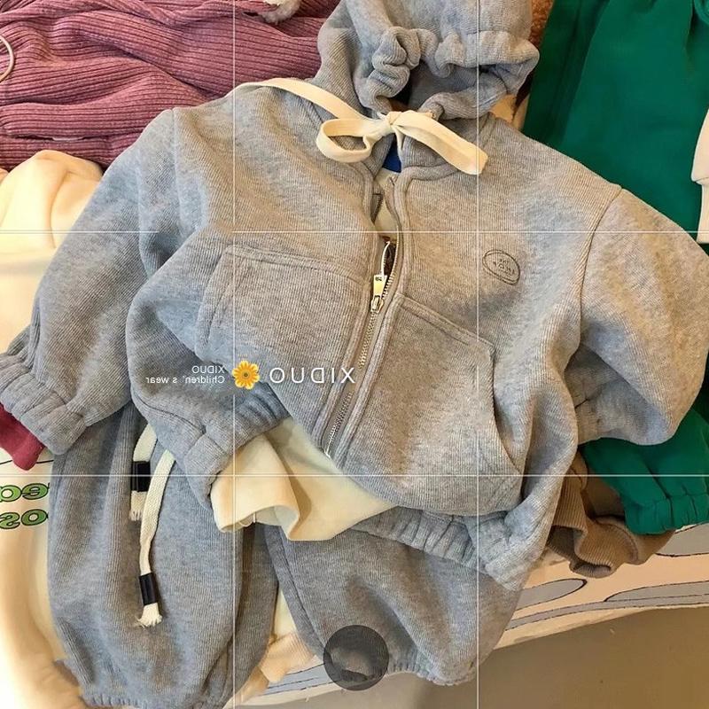 儿童秋冬加绒运动休闲套装男女童宝宝洋气春秋韩版拉链秋季秋装潮