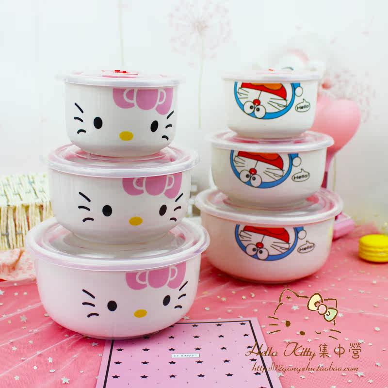 lovely Cartoon Home Furnishing necessary ceramics seal up Fresh Bowl Three KT Hello Kitty Doraemonin the Tableware , Fresh container/Fresh Containers , Crisper  category - from Buy2taobao.com to provide professional Taobao agent buy service