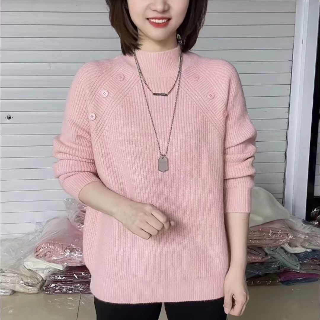 半高领毛衣秋冬季新款慵懒风时尚纯色针织打底衫中长款内搭上衣服