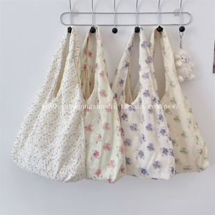 新款绣花提花单肩包大容量设计款百搭布包女帆布包购物袋背心包