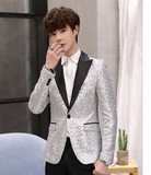 外贸西服外套男士休闲西装修身夜店宴会主持演出服107-5900-P165，男装西服套装，星座112C