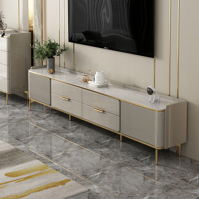 轻奢岩板电视柜客厅高级感家用小户型落地款电视机柜茶几组合新款