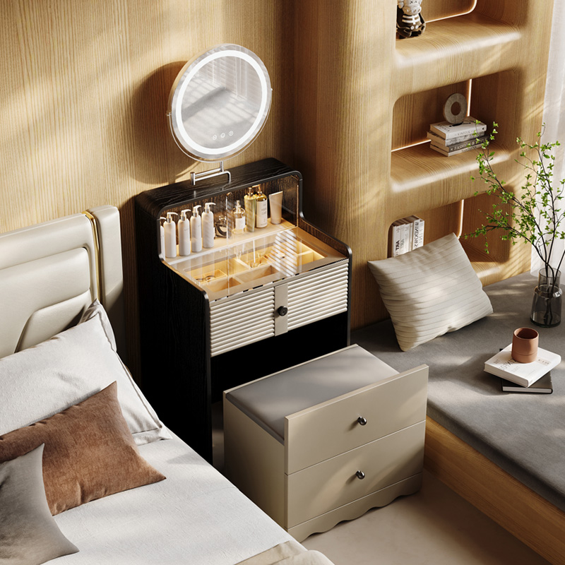 实木梳妆台小户型50公分宽卧室轻奢迷你床头柜化妆桌一体60cm新款
