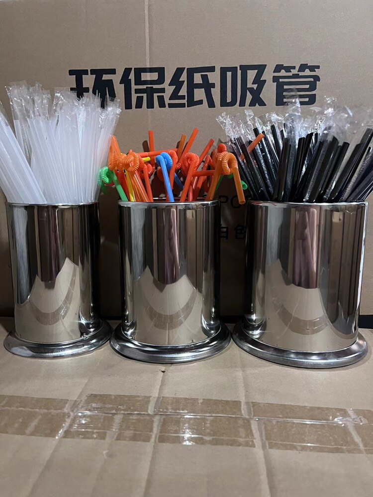 装吸管的桶一次性吸管专用收纳盒奶茶设备全套大号筒放吸管的座桶