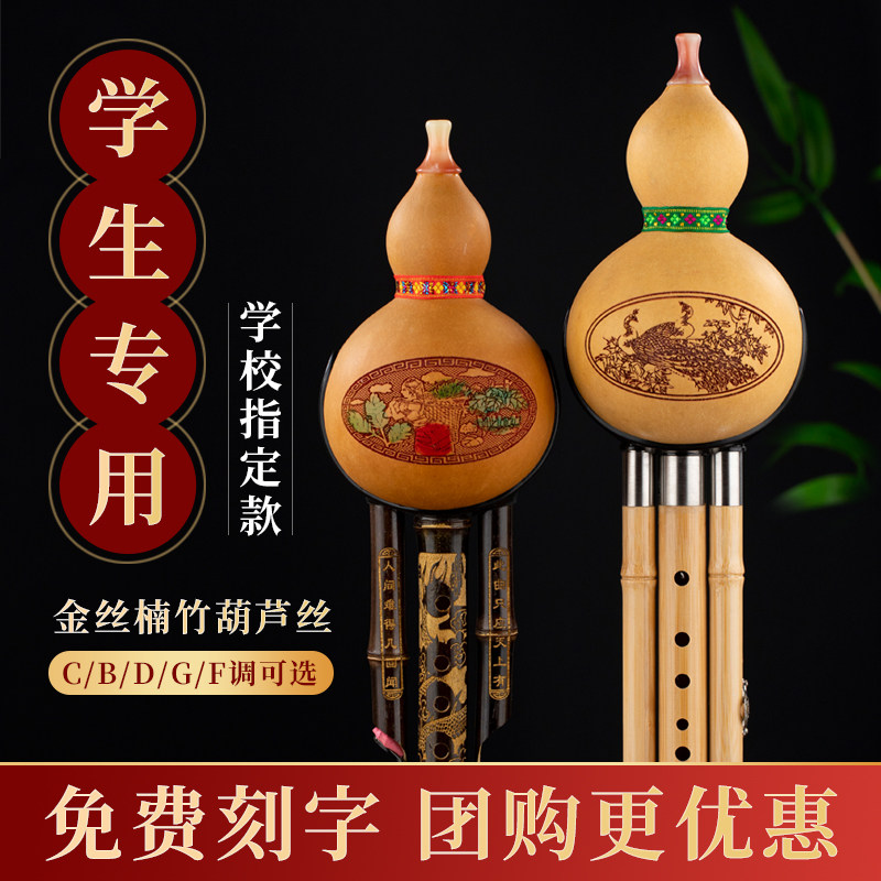 葫芦丝中小学生专用C调初学者入门天然紫竹降B防摔F楠竹G七孔乐器