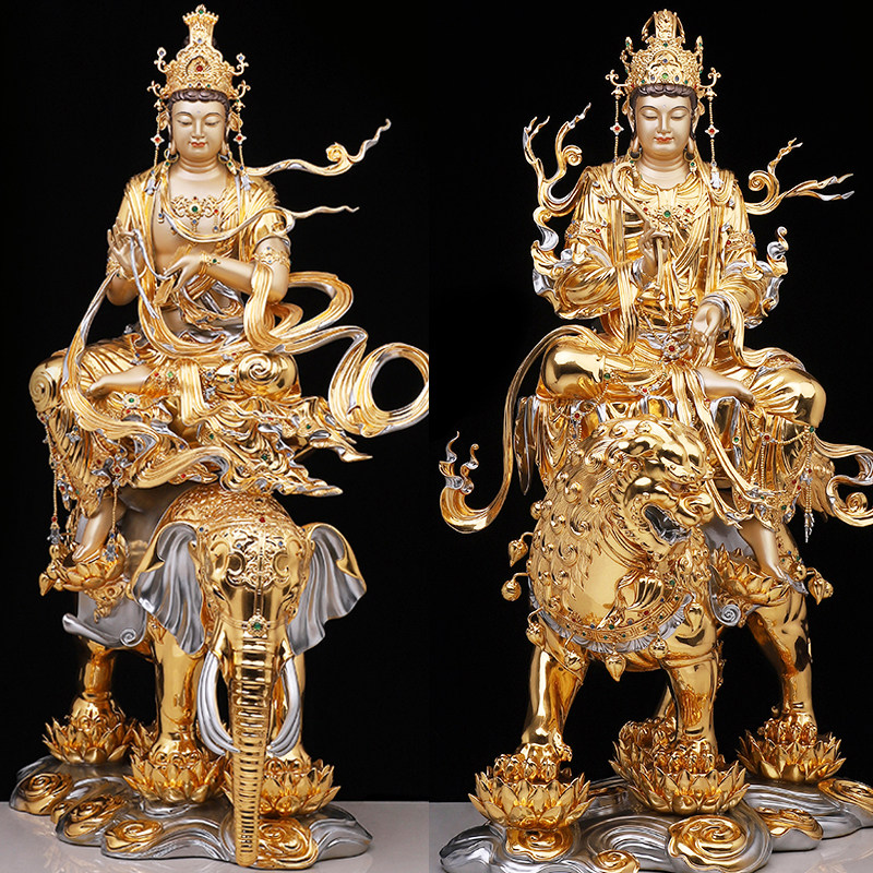 圆通纯铜供奉新中式寺庙华严三圣