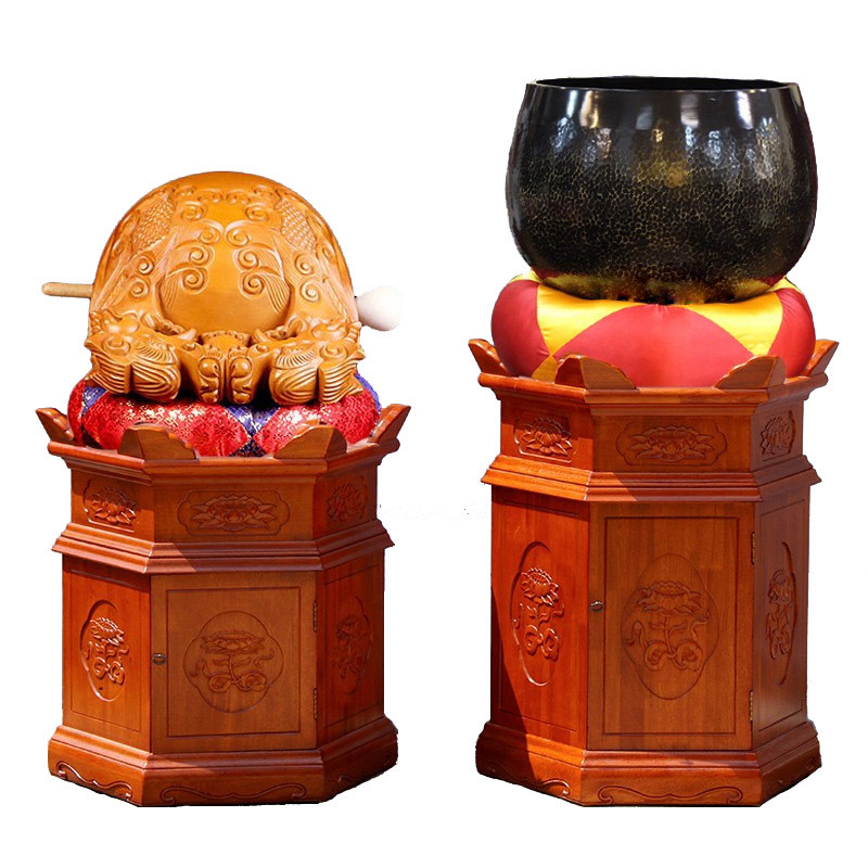 实木木鱼架铜磬架子寺庙大木鱼架