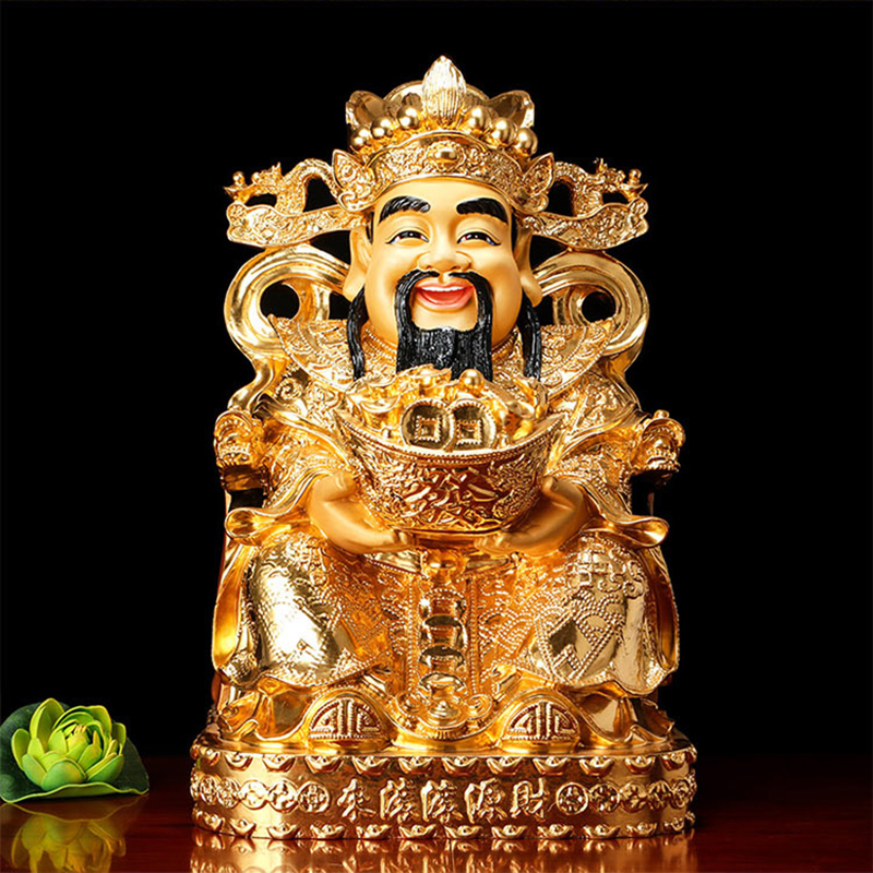 纯铜贴金财神爷佛像家用招财摆件文财神客厅供奉店铺公司开业礼品