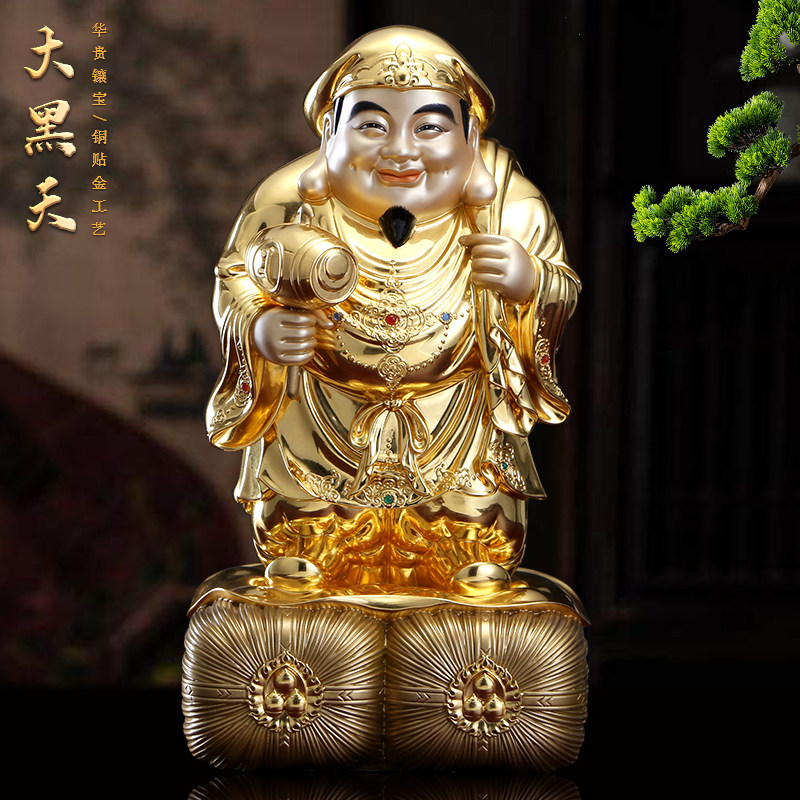 纯铜贴金李居明大黑天财神佛像