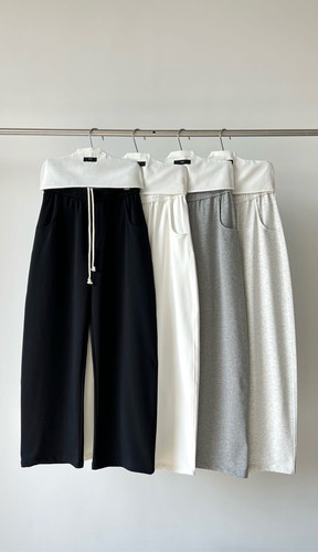 REREBO春夏新款立体剪裁直筒弯刀裤重磅休闲运动裤男棉感软糯卫裤