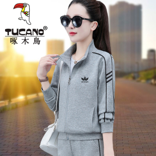 短外套女春秋款 大码 2026新款 开衫 卫衣休闲立领上衣 秋季 啄木鸟正品