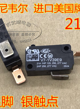 进口美国微动开关 2脚 单常闭 NC 按下断开21A 洗车机电饭煲 配件