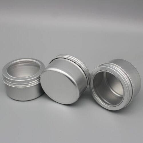 现货120克天窗螺纹圆形手工皂喜糖化妆品分装小玩具收纳发蜡铝盒