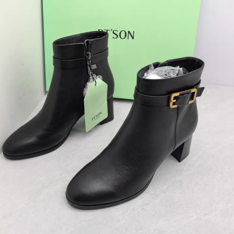 百田森撤柜断码秋冬季真皮休闲拉链皮带扣粗跟马丁靴圆头女短靴潮,女鞋,马丁靴,淘宝优惠券,粉丝福利购,淘宝优惠卷