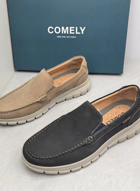 comedy/康莉撤柜断码秋季真皮圆头平底男士休闲运动鞋时尚懒人鞋
