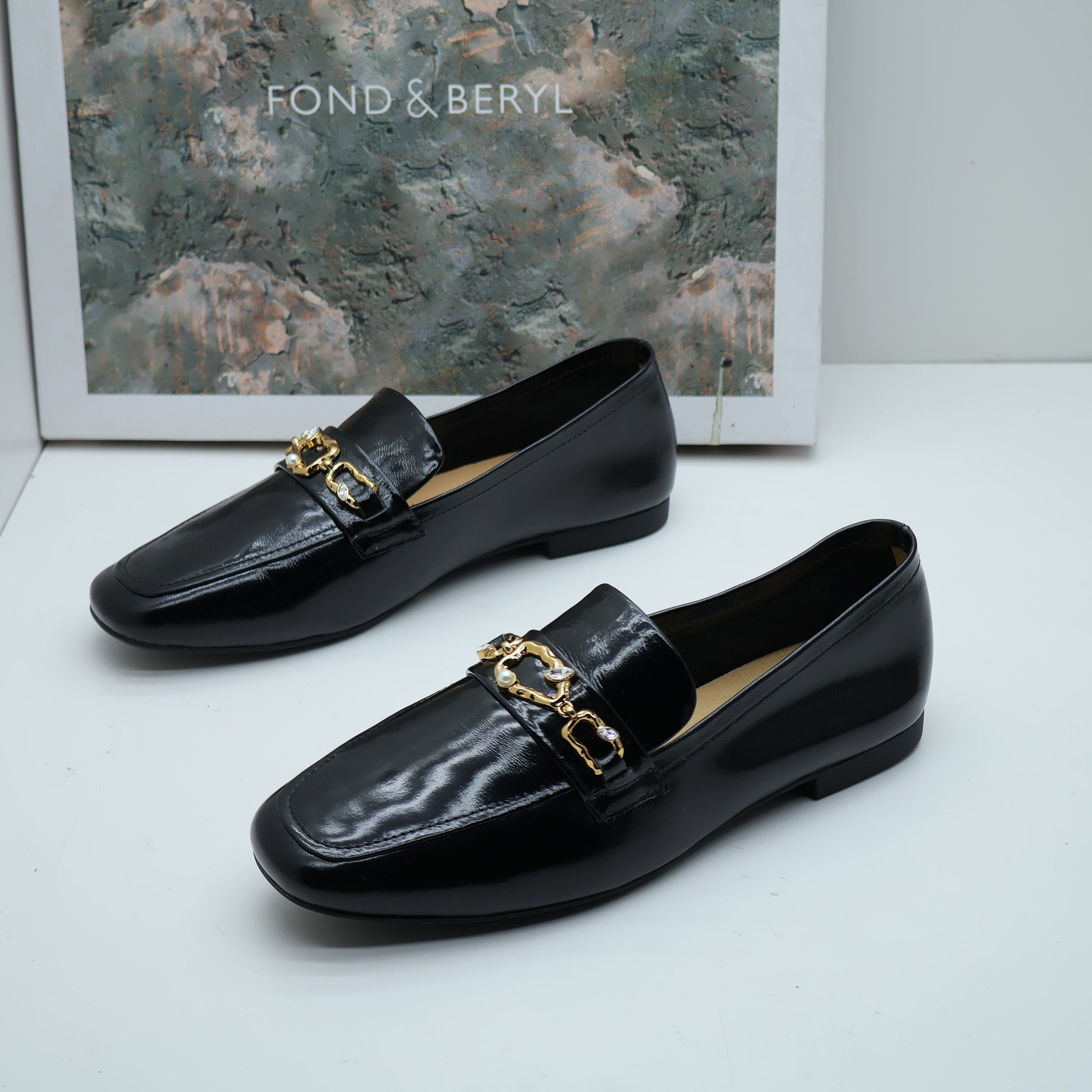 Fondberyl菲伯丽尔撤柜春季方头一脚蹬平底真皮简约浅口女乐福鞋,女鞋,浅口单鞋,淘宝优惠券,粉丝福利购,淘宝优惠卷