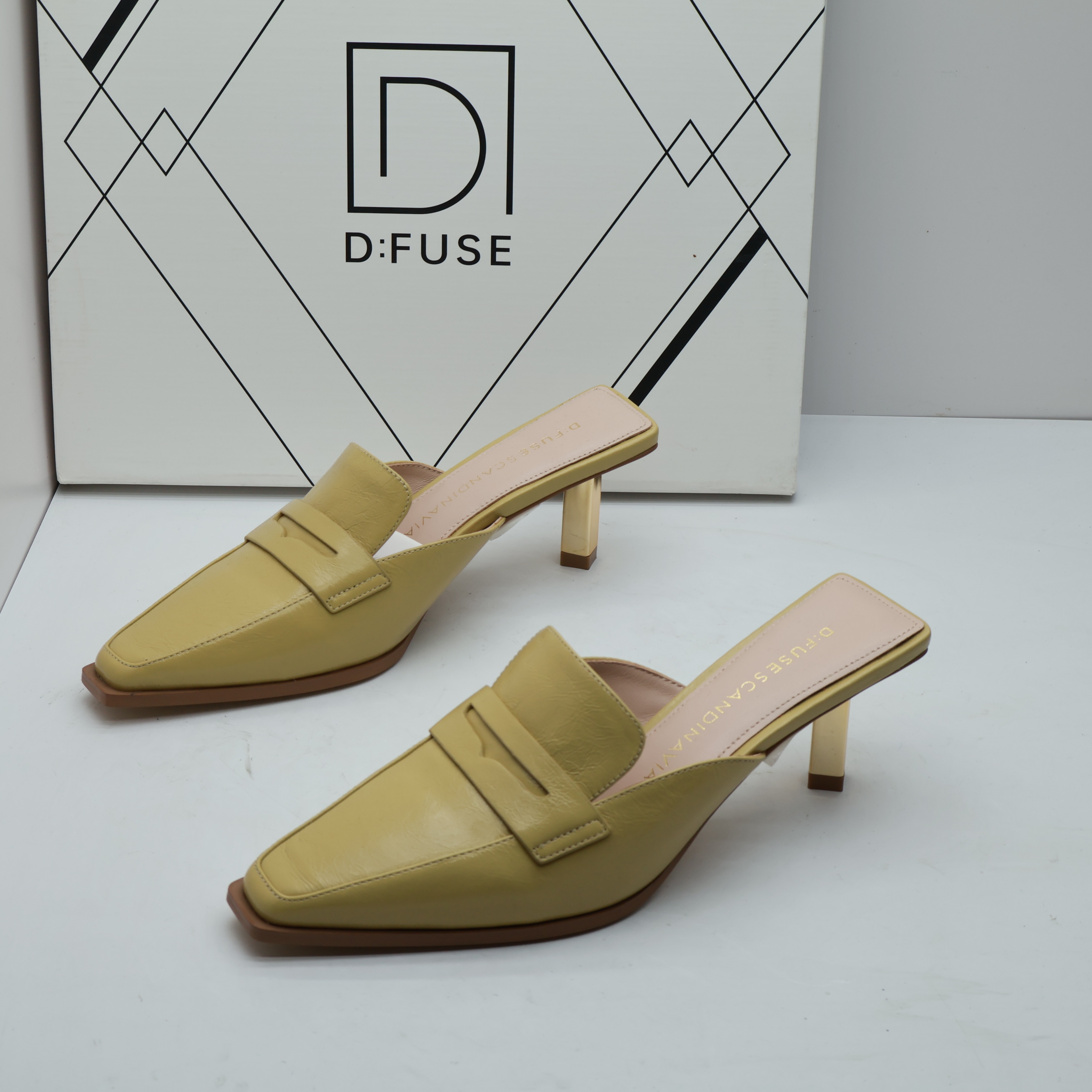 D:FUSE/迪芙斯撤柜断码夏季牛皮高跟包头穆勒拖细跟通勤女凉拖鞋