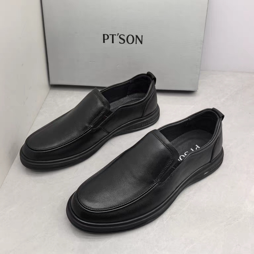 百田森断码撤秋季时尚百搭圆头套脚舒适真皮布洛克商务正装皮鞋男