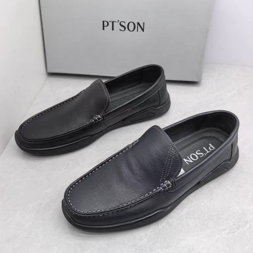 百田森断码撤秋季时尚百搭豆豆鞋圆头套脚舒适真皮休闲舒适皮鞋男