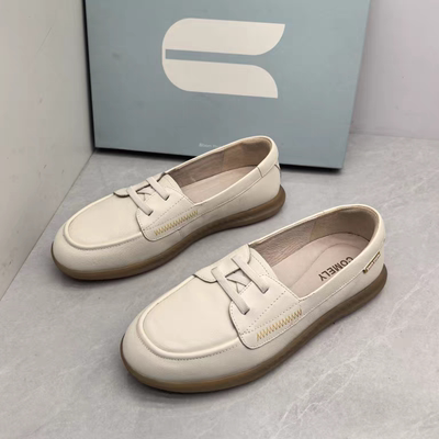 comely/康莉撤柜断码春季真皮厚底小白鞋女系带运动鞋休闲护士鞋