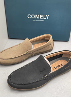 comedy/康莉撤柜断码秋季真皮圆头平底男士休闲运动鞋时尚懒人鞋