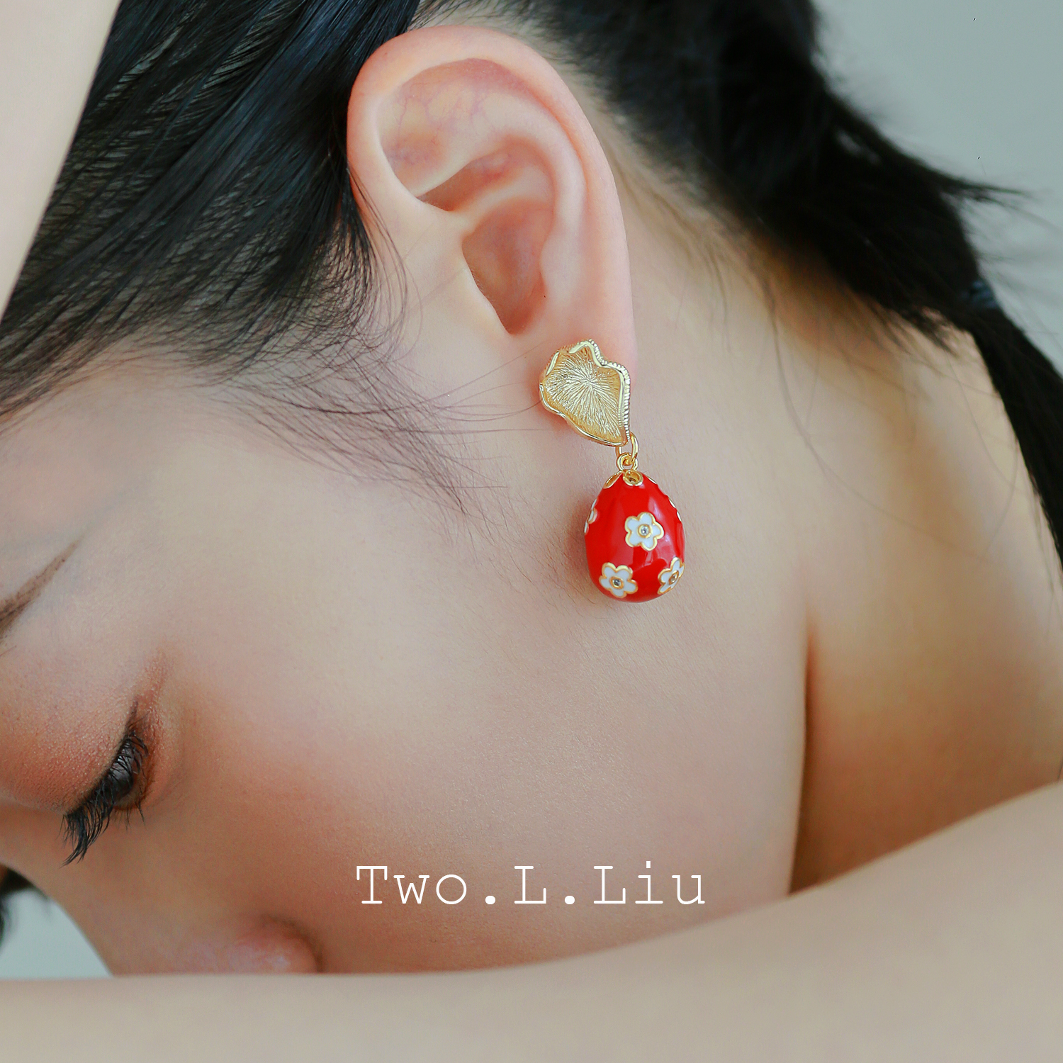 国潮新中式女红色复古耳饰耳环