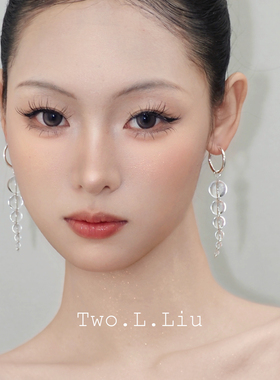 Two.L.Liu银河印象系列原创透明水晶耳环气质流苏高级感耳坠耳饰