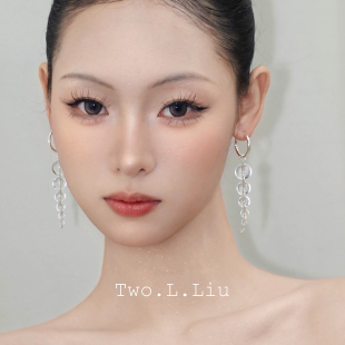 Two.L.Liu银河印象系列原创透明水晶耳环气质流苏高级感耳坠耳饰