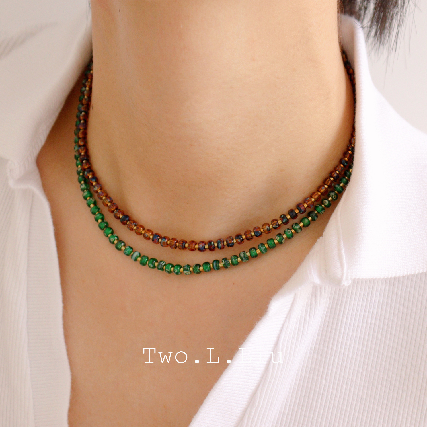 琥珀色花纹胆石女项链