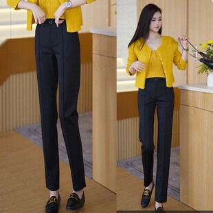 裤 弹力烟管裤 女春秋2025新款 子高腰气质职业裤 百搭显瘦休闲裤 西装