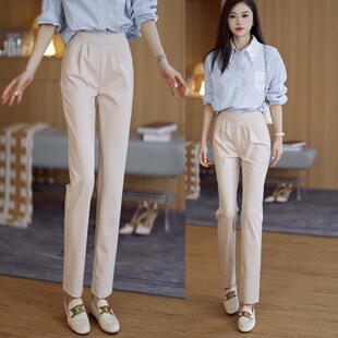 裤 弹力烟管裤 女春秋2025新款 子高腰气质职业裤 百搭显瘦休闲裤 西装