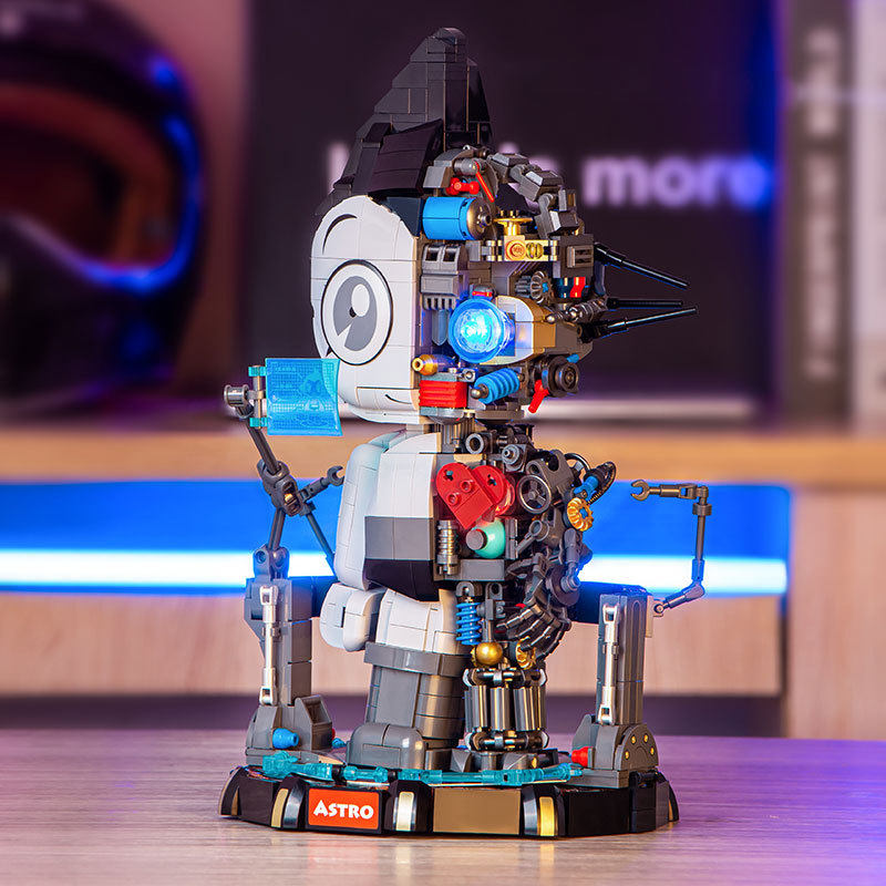 野想积木铁臂阿童木拼装模型玩具成年高难度3D立体拼图机甲摆件