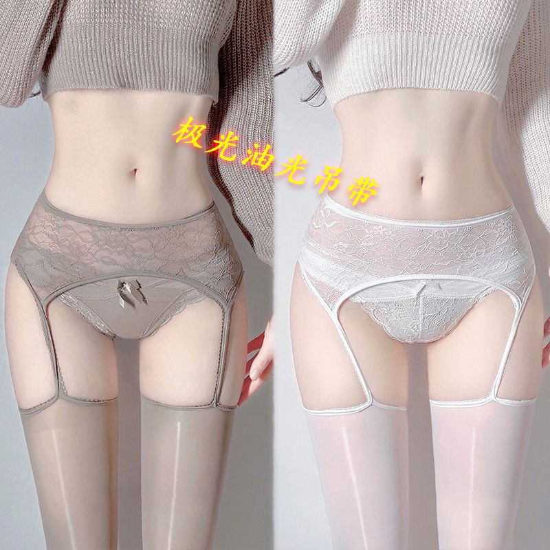 极光诱惑性感蕾丝黑丝丝袜灰色油光油亮黑色吊带袜马油女高筒袜薄