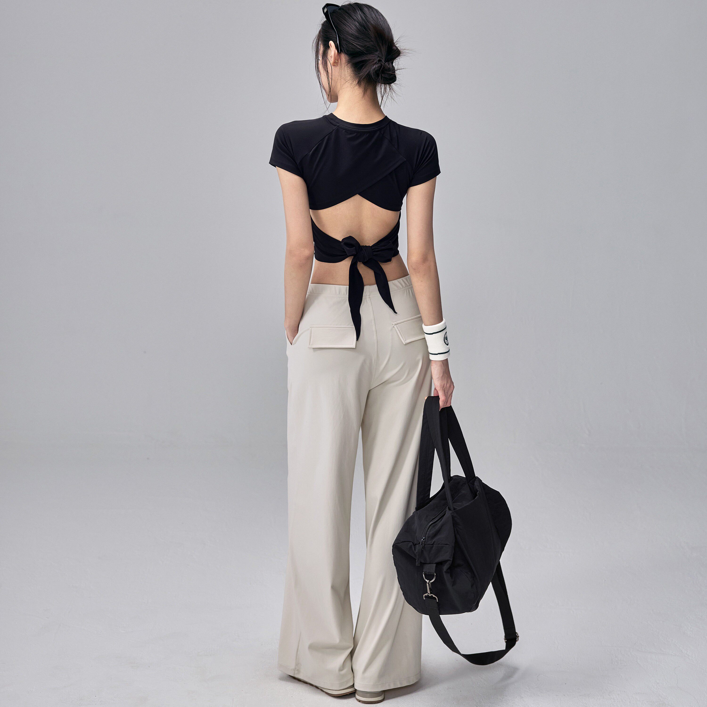 直筒显瘦瑜伽长裤休闲户外运动裤宽松跑步普拉提训练健身裤套装新